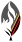 Stylized flame logo with a red curved base, a gray outer shape, black outline, and an orange inner flame.
